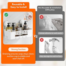 Lifewit Shower Caddy Suction Cup, 12.4inch Large Removable Shower Shelves for Inside Shower, NO-Drilling Bathroom Organizers and Storage Rack for Shampoo Strong Vacuum Suction, 1 Pack