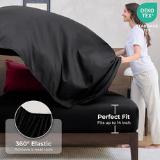 HEVUMYI Red & Black Cali-King Comforter Set - 7-Piece All Season Bed in a Bag Cali-King, Ultra Soft Burgundy Bedding Set with Comforter, Flat Sheet, Fitted Sheet, Pillowcases, Pillow Shams, Burgundy