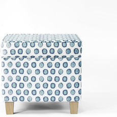Homepop Home Decor | K7342-A876 | Classic Square Storage Ottoman with Lift Off Lid | Ottoman with Storage for Living Room & Bedroom, Small Multi Green Medallion Ikat Print