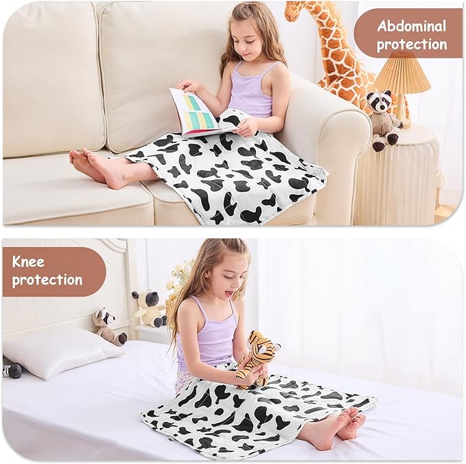 yescool Weighted Lap Pad Kids 2 Pounds Weighted Lap Blanket, Cow Print Small Weighted Blanket, Weighted Throw Blanket Gift for Travel Indoor Outdoor, 20"x30"