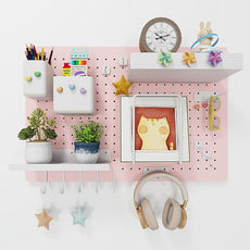 Metal Pegboard Kit — Carbon Steel Pegboards with 26 Accessories, Pegboard Wall Organizer for Home, Office, Study Room, Kitchen, Craft Room & Gaming Setup— 24″ × 16″ Pink Peg Board