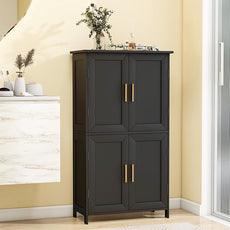 Bathroom Storage Floor Cabinet Freestanding Organizer with Adjustable Shelves for Bathroom Laundry Room,4 Doors