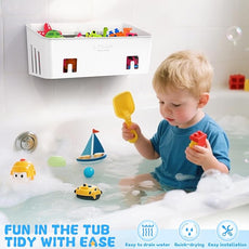 Lysam Bath Toy Storage 2 Packs, Large Bath Toy Holder with 3 Compartment, Quick Dry Bathtub Toy Organizer, Bath Tub Toy Net, Shower Toy Basket & Bin, Bathroom Accessories for Baby,Toddler,Kids（White）