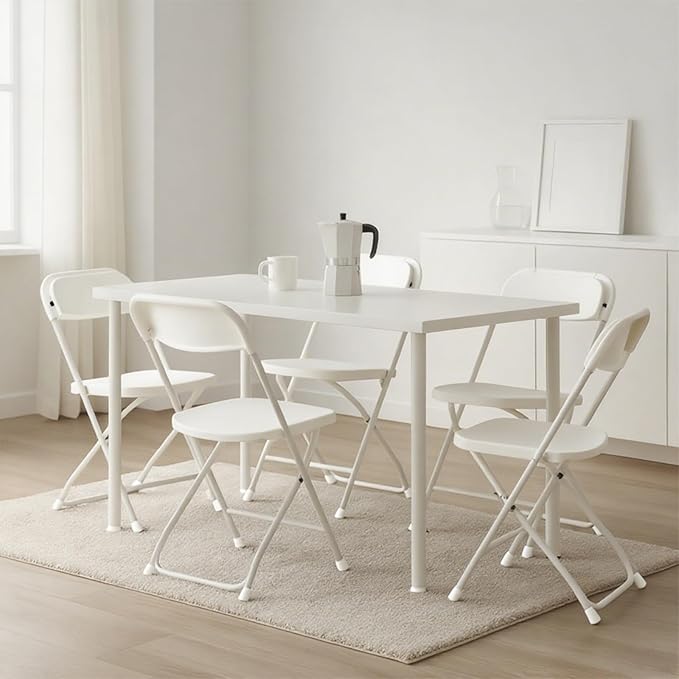 10 Pack White Plastic Folding Chairs for Outside, Portable Stackable Commercial Metal Foldable Chairs with Steel Frame for Home Events Office Wedding Party, 350lbs Capacity