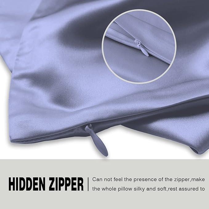 Silk Pillowcase for Hair and Skin,Soft,Breathable and Sliky 100% Standard Size Pillow Cases Set of 2,Both Sides Natural Mulberry Silk Pillowcases with Hidden Zipper(Standard Size 20"X 26",2pcs)