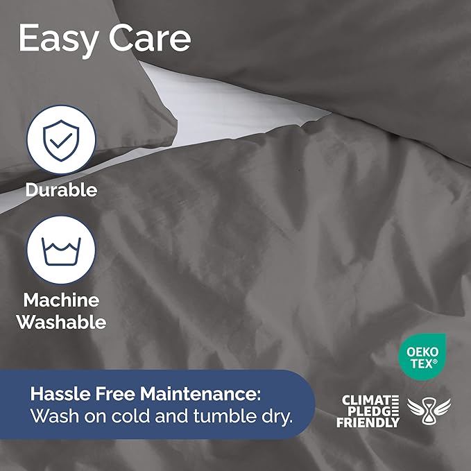 Duvet Cover Cal King Size Set - Extra Soft Cal King Size Duvet Cover 104 x 98 with 2 Pillow Shams - Hotel Luxury Easy Care and Fade Free w/Zipper Closures & Ties - Breathable Bedding Set (Dark Grey)