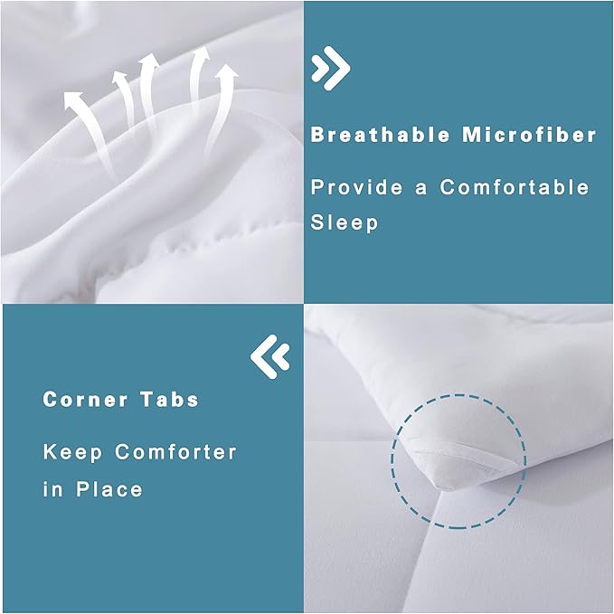DOWNCOOL Full Size Comforter Sets -All Season Bedding Comforters Sets with 2 Pillow Cases -3 Pieces Bed Set Down Alternative Comforter Set -White Bedding Sets Full(82"x86")