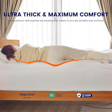 SLEEP ZONE Queen Mattress Protector, Deep Pocket Mattress Pad Cover, Thick Fitted Mattress Topper for Back Pain, Hotel Quality (White, Queen)