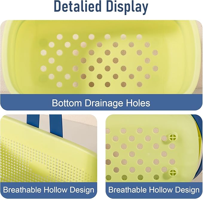 JiatuA Plastic Storage Basket with Handle Portable Shower Caddy Tote Organizer Basket Bin for Bathroom Kitchen Dorm Room Bedroom, ‌Yellow