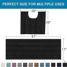 H.VERSAILTEX Bathroom Rugs Bath Rug Set 2 Piece Bathroom Contour Rug Toilet Mat Sets Non Slip Contour Bath Rug Ultra Thick Water Absorbent Striped Bath Mats Washable(47