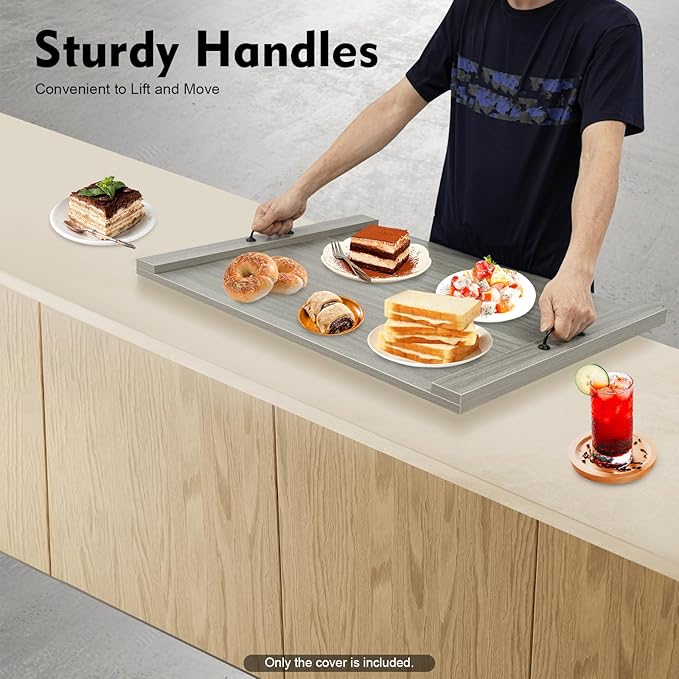 30×22inch Stove Top Cover Board, Rustic Wood Noodle Board Gas Electric Stove Cover, Kitchen Serving Tray for Small Apartments, Kitchens, RVs