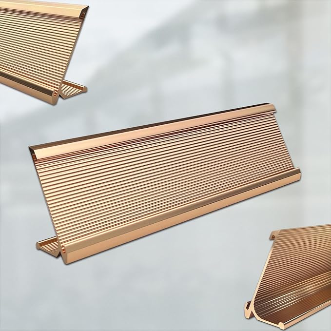10 Pack 2" x 8" Aluminum Desk Name Plate Holder, Office Name Plate Holder for Desks, Desk Sign Holder for Office Conference, Meeting Room or Other Business Event (Rose Gold)