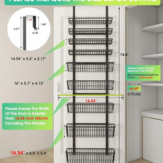 9-Tier Over The Door Pantry Organizer, Pantry Storage and Organization, Black Metal Hanging Spice Rack Seasoning Shelves Door, Wall Mount for Home & Kitchen, Laundry Room Bathroom Organization