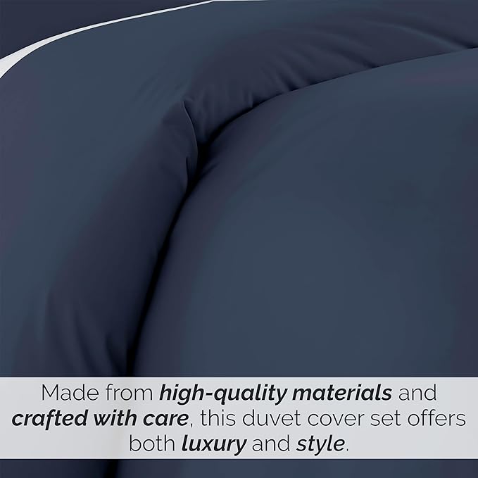 Southshore Fine Living, Inc. Premium Collection Oversized Twin Duvet Cover Bedding Set, Soft Steel Blue Duvet Cover Bedspread 2-Piece with Matching Sham (69 in Wide X 98 in Long), Navy Blue