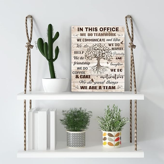 In This Office We Are A Team Inspirational Teamwork Wall Art Artwork for Office Birthday Christmas Gifts for Women Men Kids Wall Decor Framed Wooden Hanging Sign 10x8 Inch.