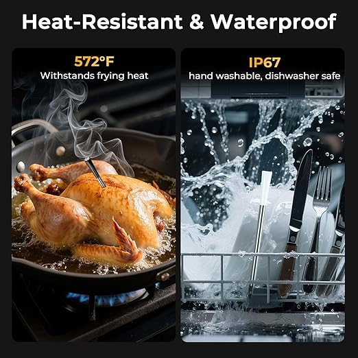 BlueSwan Bluetooth Meat Thermometer Digital, Food Thermometer Wireless 820 ft Range with 2 Color Probes with APP for Grill, Smoker, Oven, Magnetic Design for Cooking, BBQ, Valentines Day Gifts for Him