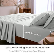 Mellanni King Sheet Set - 6-Piece Iconic Collection Bedding, (Including 4 Pillowcases), 21-Inch Extra Deep Pocket, Easy Care, Ultra Soft, Cooling Sheets, Brushed Microfiber - Ivory