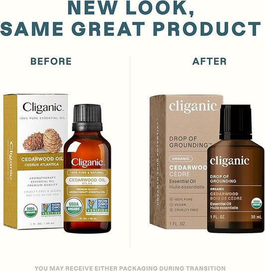 Cliganic Organic Cedarwood Essential Oil - 100% Pure Natural Undiluted, for Aromatherapy Diffuser | Non-GMO Verified (Packaging May Vary)