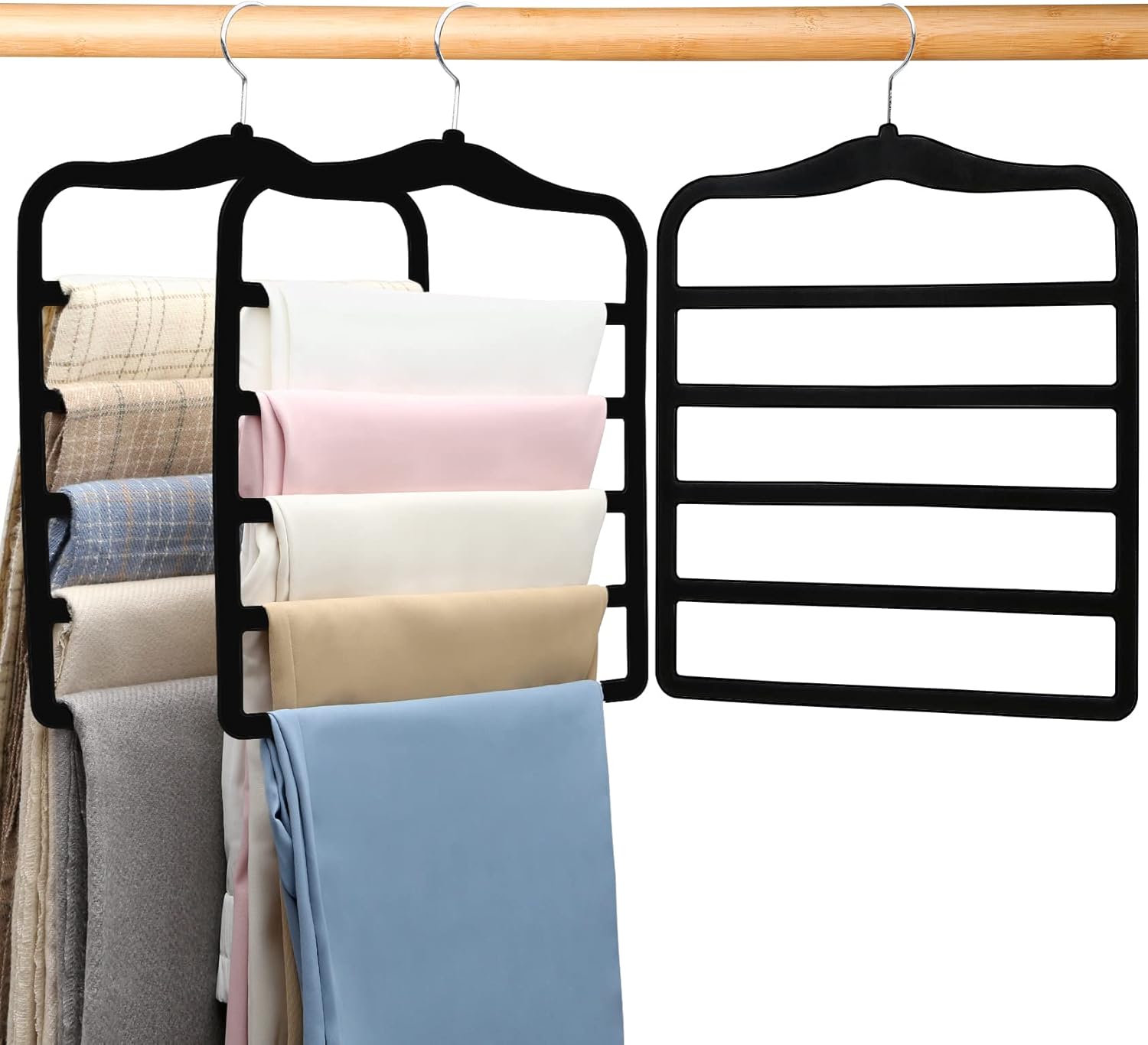 Closet Organizers and Storage,3 Pack Organization and Storage Pants-Hangers-Space-Saving,Velvet Hanger for Dorm Room for College Students Girls Boys Guys Hanging Jean Scarf Dormly