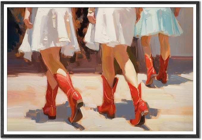 YUOPTKITR Cowgirl Boot Print Preppy Dorm Room Wall Art Girly Western Wall Art Pink Apartment Painting Preppy Cowgirl Dorm Room Wall Art Decor Girly Aesthetic Apartment Wall Decor UNFRAMED 16" X 24"