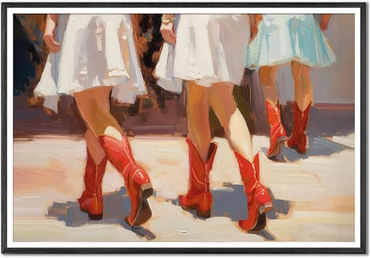 YUOPTKITR Cowgirl Boot Print Preppy Dorm Room Wall Art Girly Western Wall Art Pink Apartment Painting Preppy Cowgirl Dorm Room Wall Art Decor Girly Aesthetic Apartment Wall Decor UNFRAMED 16" X 24"