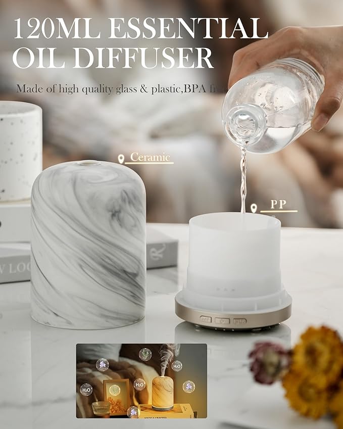 Essential Oil Diffuser – 2.4MHz Ultrasonic Aromatherapy Diffuser, Health Night Light, Timer & Auto Shut-Off, BPA-Free, 120ml Aroma Diffuser for Home, Office, Spa, Yoga, Hotel
