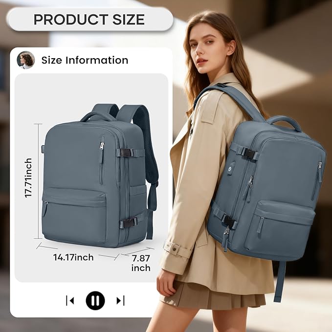 Vacuum Compression Backpack, Travel Vacuum Backpack with Electric Vacpack Pump, Flight Approved Carry On Personal Item Suitcase Luggage for Men Women, Dark Blue, Large