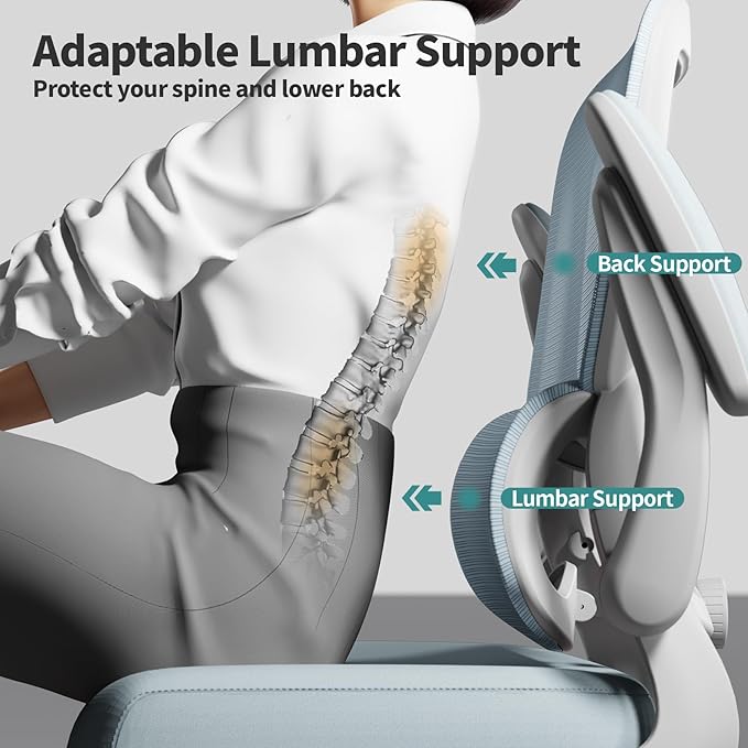 TRALT Office Chair - Ergonomic Desk Chair with Adjustable Lumbar Support, Mesh Computer Chair, Executive Chairs for Home Office Comfortable Lumbar Support (Navy Blue)