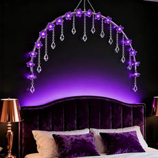 Cute Flower String Lights, USB & Battery Lighted Decorative Fairy Cherry Blossom Indoor Bedroom Tree Branches Hanging, Novelty Floral Lamp for Christmas Easter Wedding Party Birthday Decor (Purple)