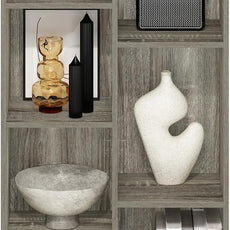 Furinno LUDER Book Shelf, 7-Cube Bookshelf, Bookcase, 9.4 x 19.5 x 41.7, for Living Room, Bedroom, Home Office, French Oak