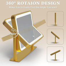 ROLOVE Gold Vanity Mirror with Lights, 14