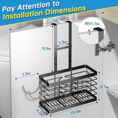 Hair Tool Organizer, 3-in-1 Universal Hair Dryer Holder, Adjustable Height Metal Blow Dryer Holder Wall Mounted/Over Cabinet Door/Free-Standing (Black)