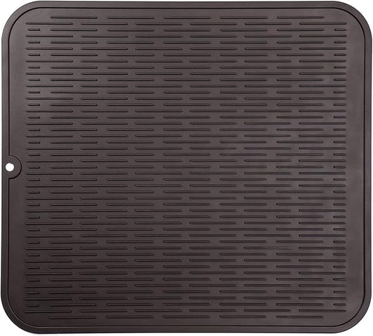 Silicone Dish Drying Mat for Multiple Usage,Easy clean,Eco-friendly,Heat-resistant Silicone Mat for Kitchen Counter or Sink,Refrigerator or Drawer Liner Coffee 2XL 24 inches x 18 inches