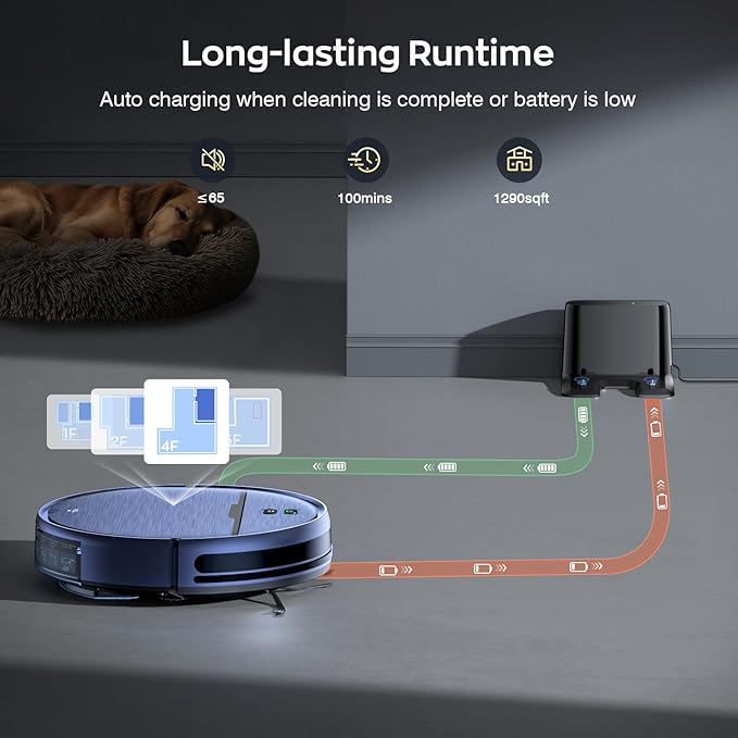 Robot Vacuum and Mop Combo, 2 in 1 Robotic Vacuums Cleaner with WiFi/App, Robot Vacuum with Water Tank, Strong Suction, Schedule, Self-Charging, Quiet, for Hard Floor, Pet Hair, Low Pile Carpet