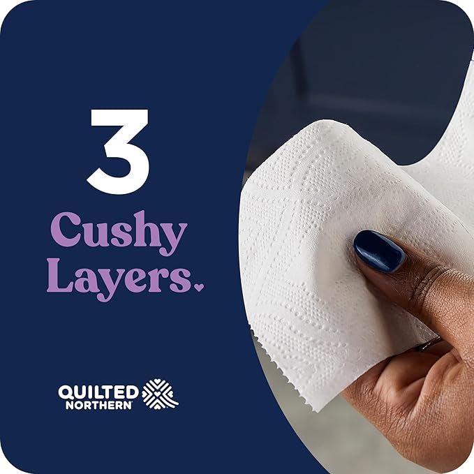 Quilted Northern Ultra Plush Toilet Paper, 8 Super Mega Rolls = 48 Regular Rolls, 3X Thicker*, 3 Ply Soft Toilet Tissue