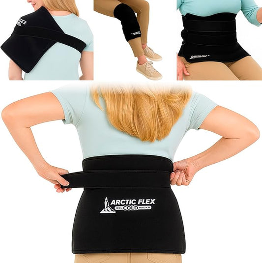 Arctic Flex Large Ice Packs for Injuries Reusable (17" x 12") Durable Gel Soft Ice Pack for Injuries Relief, Hot/Cold Therapy - Flexible Cold Packs, Adjustable for Back, Knee or Shoulder Pain Relief