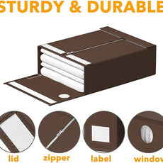 SpaceAid 6 Pack Bed Sheet Organizers and Storage, Foldable Sheet Organizer with Window for Linen Closet, Set Folder Keeper for Queen & King Size Bedding Storage (Brown)