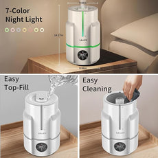 6L/1.6Gal Humidifiers for Bedroom, 60H Runtime 26 dB Quiet Supersized Cool Mist Air Humidifiers for Large Room, Baby Nursery, Plant, Indoor, Night Light, Easy to Clean, Precise Humidity Control