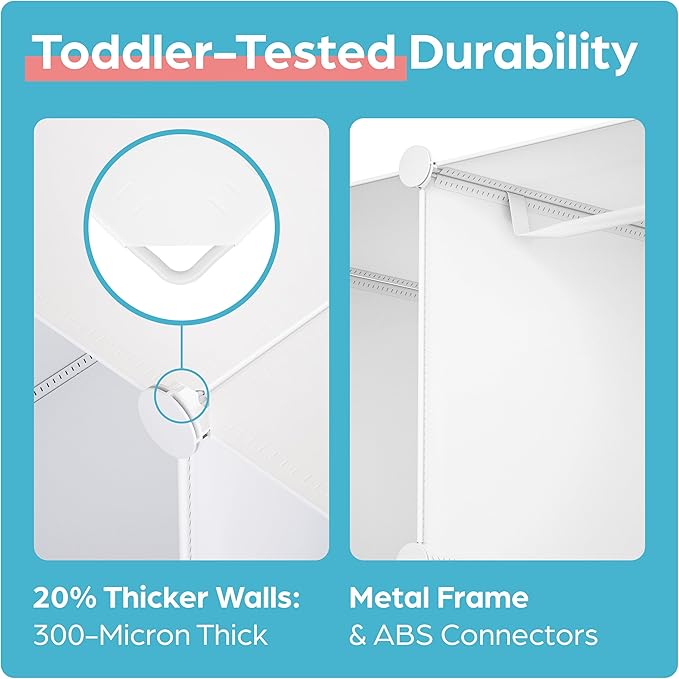 Baby Closet Organizer for Nursery: Durable Baby Wardrobe for Closet - Customizable Baby Dresser Amoire Shelves - Waterproof Shelf Clothes Organizer w/Wall Fixation (White)