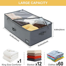 10-Inch Under Bed Storage Containers (2-Pack) | Sturdy Sidewalls | Clear Cover & Label Holder | Foldable Fabric Closet Bin Organizer | Stores Clothing/Blankets/Sweaters/Sheets