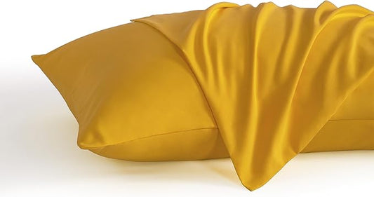 NTBAY Queen Pillow Cases Set of 2, 2 Pack Brushed Microfiber 20x30 Pillow Cases, Soft, Wrinkle, Fade, Stain Resistant Ginger Yellow Pillow Cases with Envelope Closure, 20x30 Inches, Ginger Yellow