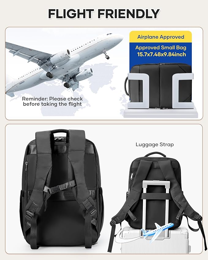 Vacuum Backpack Travel for Women Men, Travel Backpack with Vacuum System, Small Compression Backpacks Flight Approved, Travel Vacuum Bags with 14inch Laptop Compartment, Contain Pump, Black