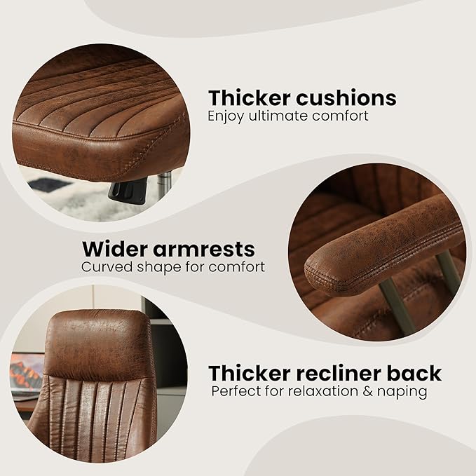 Home Office Desk Chair, Mid-Century Modern Office Chair with Adjustable Lumbar Support, Adjustable Height Executive Chair with 360 Rolling Swivel for Meeting Study Room(High Back, Dark Brown)