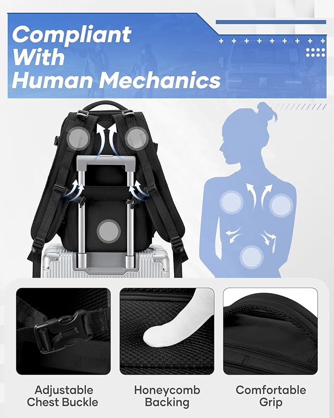 Vacuum Backpack Travel with Pump, Travel Backpack with Vacuum System, Carry on Luggage 18x14x8 Airline Approved Travel Bag, mochila de viaje compresion al vacio, Waterproof Laptop Backpacks,Black