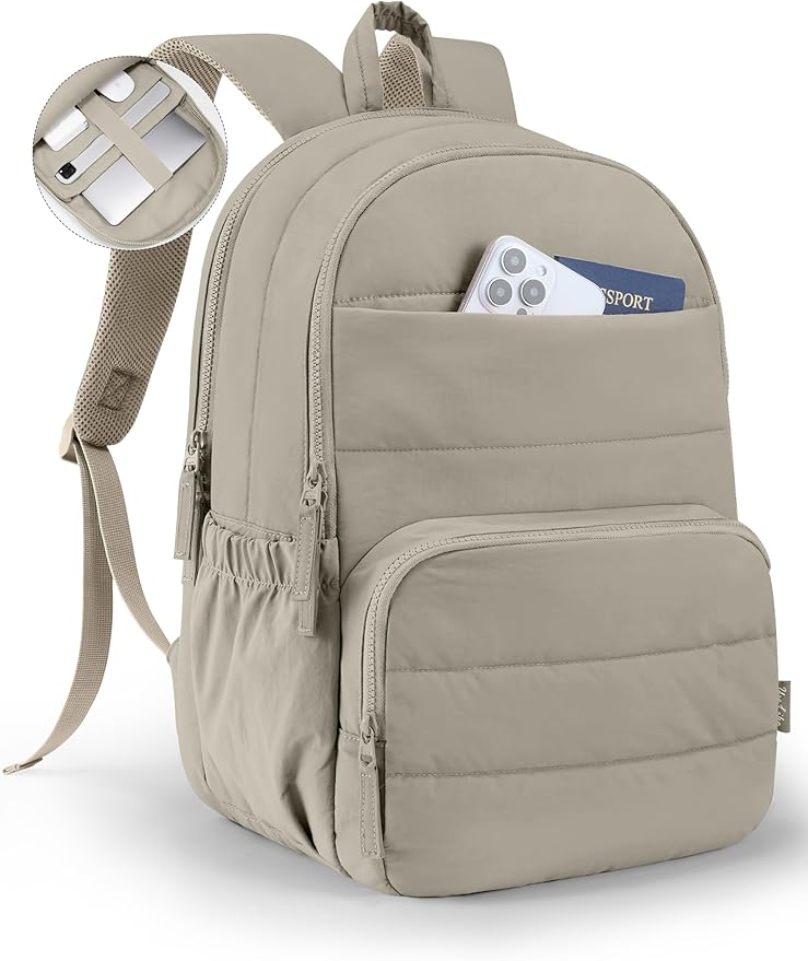 Travel Backpack for Women, 15.6 Inch College Laptop Backpack, Water Resistant Work Backpacks, Cute Quilted Bookbag