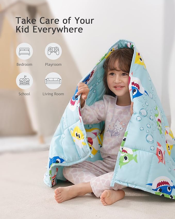 Kivik Weighted Blanket 3lbs, Green Shark Heavy Blanket Throw, Small Weighted Cooling Blankets 3 Pounds, Cute Blanket for All-Season, 36x48 Inches Green