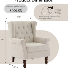 Lumibee High Back Accent Chair,Upholstered Wingback Armchair with Solid Wood Legs for Small Spaces,Comfy Single Sofa Chair for Living Room,Bedroom,Office-Beige