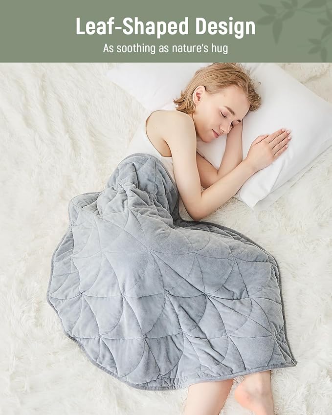 Weighted Lap Blanket 5 lbs for Adults, Luxury Soft Small Weighted Blanket, Compact Portable Weighted Lap Pad for Relaxation, Sleeping, Travel, All-Season Use, Light Grey, 30" x 40"