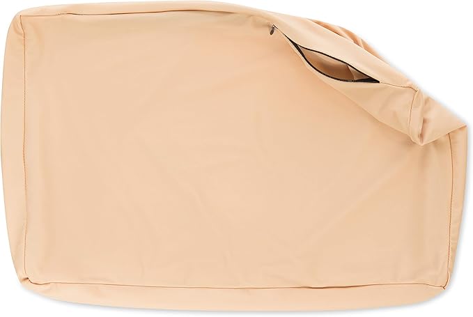Cover Only for Premium Microbead Bed Pillow, Large Extra Smooth - Ultra Comfortable Sleep with Silk Like Anti Aging Cover 85% Spandex/ 15% Nylon Breathable, Cooling Barely Beige
