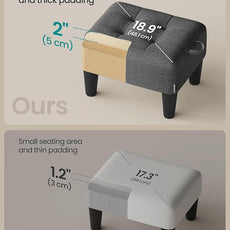 SONGMICS Foot Stool with Legs, Small Footstool Ottoman, Linen-Look Fabric Seat with Thick Cushion, for Living Room, Bedroom, Entryway, 330 lb Weight Capacity, Dark Gray ULOM502G01
